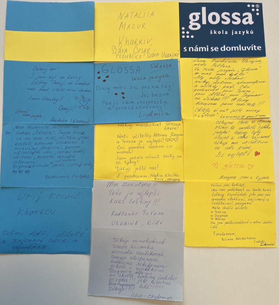 Glossa čeština pro Ukrajince poděkování studentů